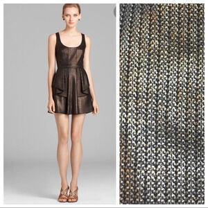 Jay Godfrey Steel Pleated Metallic Dress Sz 6